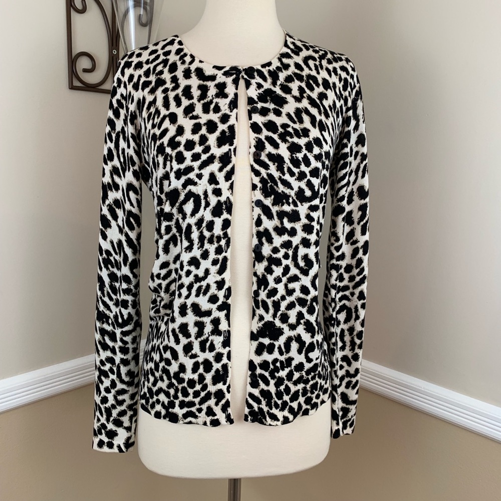Ann Taylor Silk Cashmere Animal Cardigan Sweater